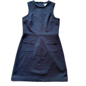 J crew black sleeveless shift dress with front pockets size 8P